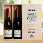 Thank You Green Personalised Wooden Double Wine Box