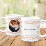 Any Photo Any Message Pink Stripes Personalised Mug