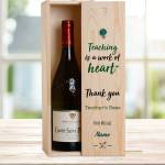 Teaching Is A Work Of Heart Green Personalised Wooden Single Wine Box