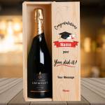 Congratulations You Did It! Graduation Personalised Single Wooden Champagne Box