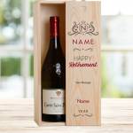 Happy Retirement Red Personalised Wooden Single Wine Box