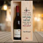 Half Empty Half Full Glass Personalised Wooden Single Wine Box