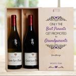 Only The Best Parents Get Promoted To Grandparents Personalised Wooden Double Wine Box