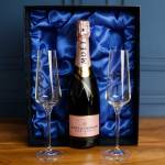 Moet & Chandon Rose Champagne with Crystal Flutes in Gift Box - Engraving Optional