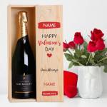 Happy Valentine's Day Heart - Personalised Single Champagne Box