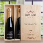 Any Message - Personalised Double Wooden Champagne Box