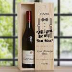 Will You Be My Best Man? Suit - Personalised Wooden Single Wine Box