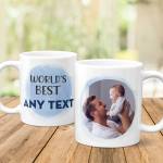 World's Best Any Title And Photo Blue Watercolour - Personalised Mug