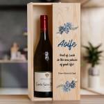 Any Name And Any Message Flowers - Personalised Wooden Single Wine Box