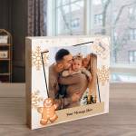 Gingerbread Man Photo and Message - Wooden Photo Blocks