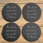 Round Slate Coasters - Any Text (Set of 4)