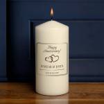 Happy Anniversary Heart Rings - Personalised Candle