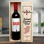 Happy Birthday to Ireland's Greatest Dad - Personalised Wooden Single Wine Box