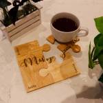 Four Names and Surname - Personalised Wooden Jigsaw Coaster Set