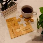 Any Text - Personalised Wooden Jigsaw Coaster Set