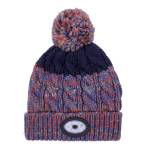 Kids Knitted Rechargeable LED Light Up Torch Hat - Navy