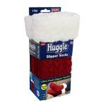 Huggle Socks, Fleece Slipper Crew Socks with Non-Slip Grips, Burgundy