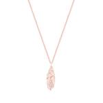 Tipperary Crystal Feather Pendant RG Inset With Clear Cz