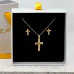 Gold Cross and Earrings