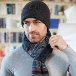 Gent's Knitted Stripe Scarf & Hat Set