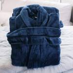 Embroidered Bathrobe - Blue