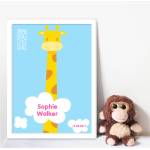 Giraffe and Clouds Personalised Poster