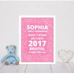 Baby Girl Doodle Personalised Poster