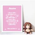 Dance with Fairies Baby Personalised Poster