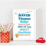 Star Blue Text Baby Personalised Poster