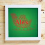 Christmas Sleigh Word Cloud Box Frame