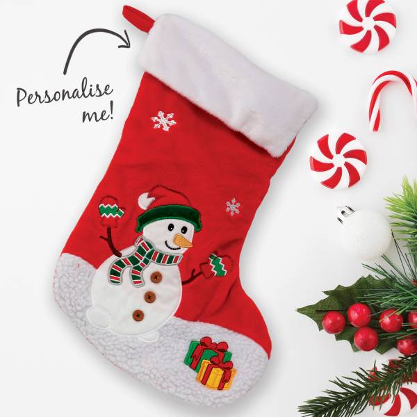 Snowman Personalised Christmas Stocking