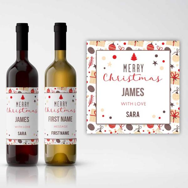 Merry Christmas Design 2 Personalised Wine