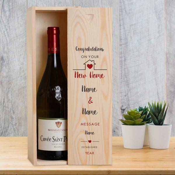 New Home Personalised Wooden Single Wine Box