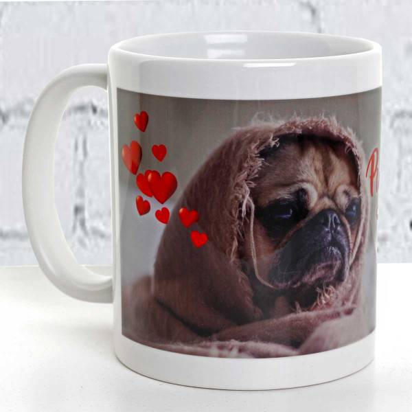 Pugs & Kisses Valentine Personalised Mug