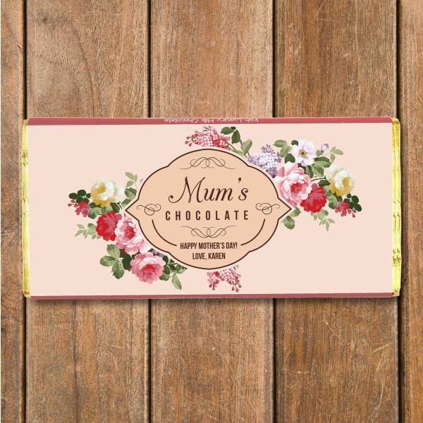 Mum's Chocolate Flowers Personalised Chocolate Bar