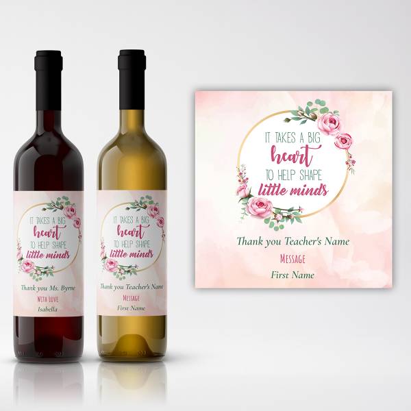 Thank You Teacher Flowers Personalised Wine