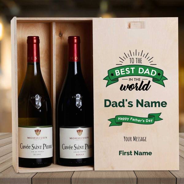 To The Best Dad In The World Personalised Wooden Double Wine Box