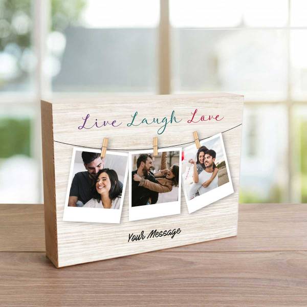 Live Laugh And Love Any Photo - Wooden Photo Blocks