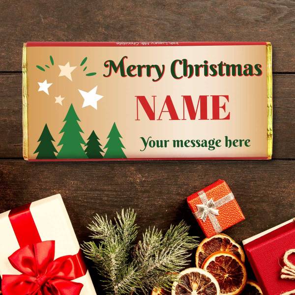 Merry Christmas Trees Personalised Chocolate Bar