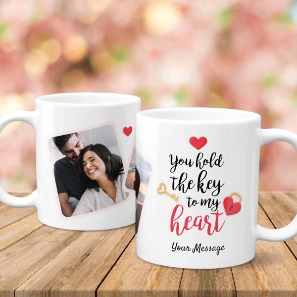 The Key To My Heart Photos Personalised Mug