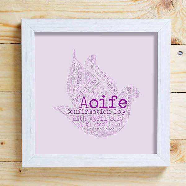 Confirmation Dove Word Cloud Box Frame