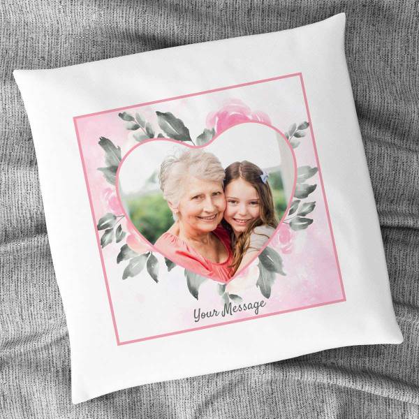 Any Message Heart Photo Personalised Cushion Square