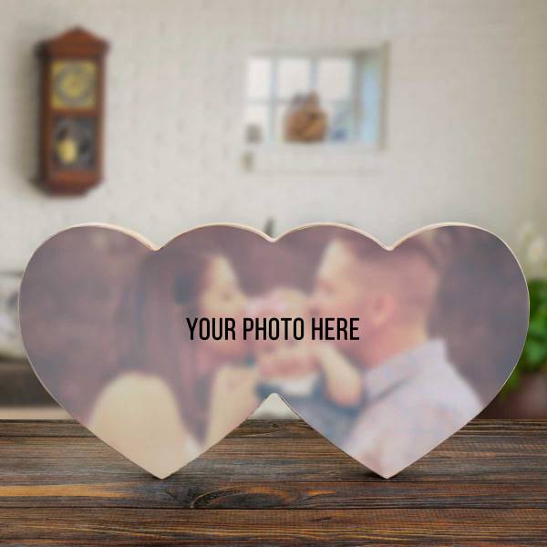 Any Photo - Wooden Hearts Photo Block