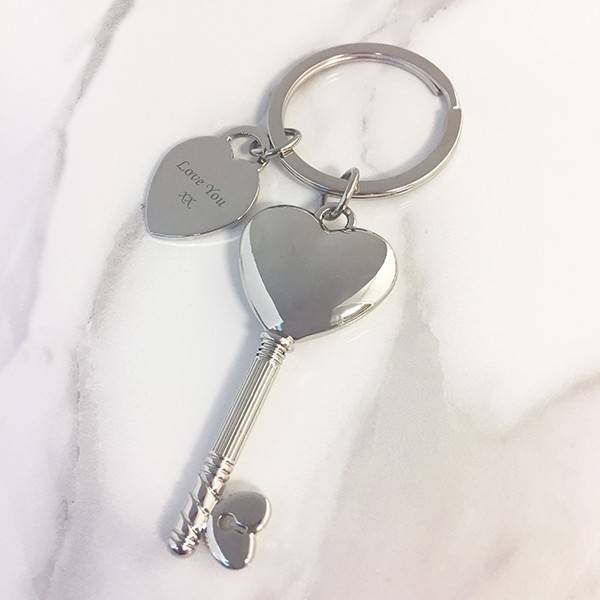 Heart Key Keyring - Engraved