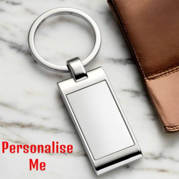 Engraved - Chrome Rectangular Keyring