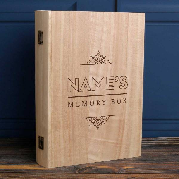 Book Styled Name's Memory Box Personalised Wooden Keepsake Book