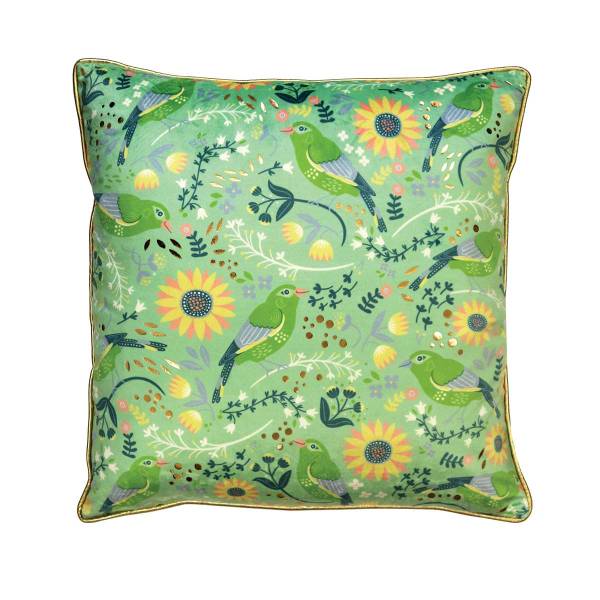 Tipperary Crystal Birdy Cushion- Greenfinch