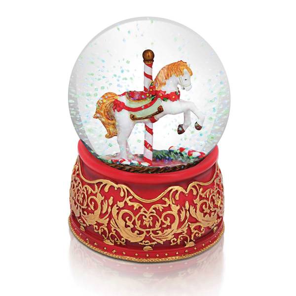 Tipperary Crystal Christmas Carousel Musical Snow Globe