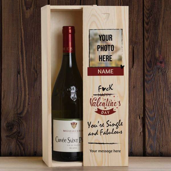 Single And Fabulous - Personalised Wooden Single Wine Box