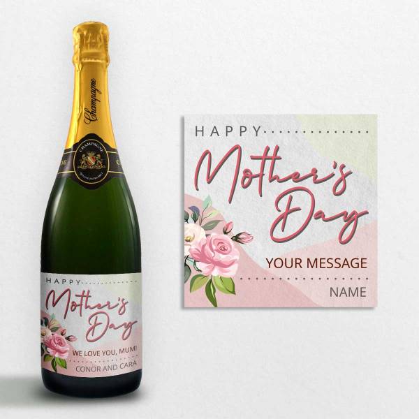 Happy Mother's Day With Flowers Personalised Champagne